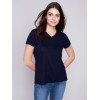 V-Neck Linen T-Shirt - Navy V-Neck Linen T-Shirt - Navy