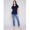 V-Neck Linen T-Shirt - Navy V-Neck Linen T-Shirt - Navy