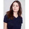 V-Neck Linen T-Shirt - Navy V-Neck Linen T-Shirt - Navy