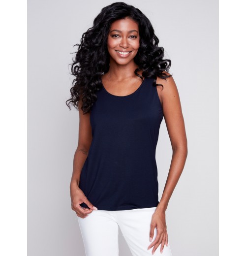 Reversible Bamboo Cami - Navy Reversible Bamboo Cami - Navy
