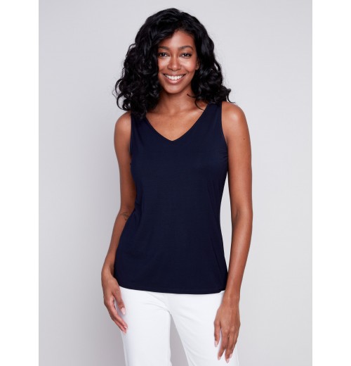 Reversible Bamboo Cami - Navy Reversible Bamboo Cami - Navy