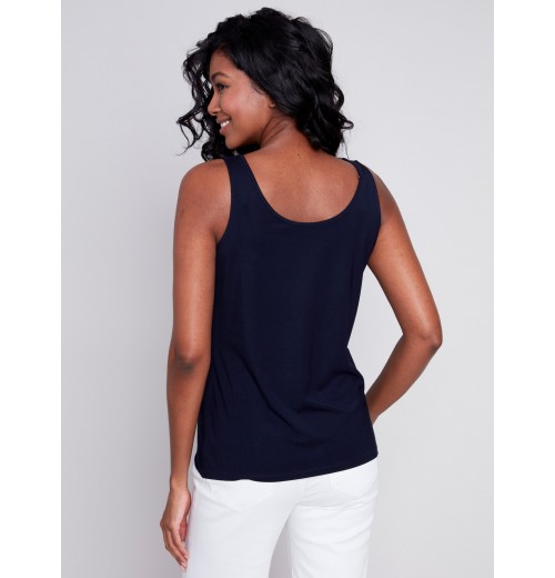 Reversible Bamboo Cami - Navy Reversible Bamboo Cami - Navy