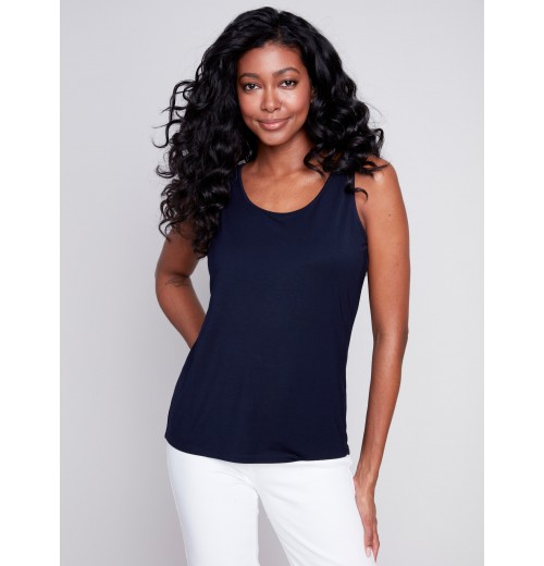 Reversible Bamboo Cami - Navy Reversible Bamboo Cami - Navy