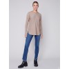 Knit Sweater with Back Lace-up Detail - Truffle Knit Sweater with Back Lace-up Detail - Truffle