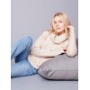 Two-Toned Cable Knit Cowl Neck Sweater - Almond Two-Toned Cable Knit Cowl Neck Sweater - Almond