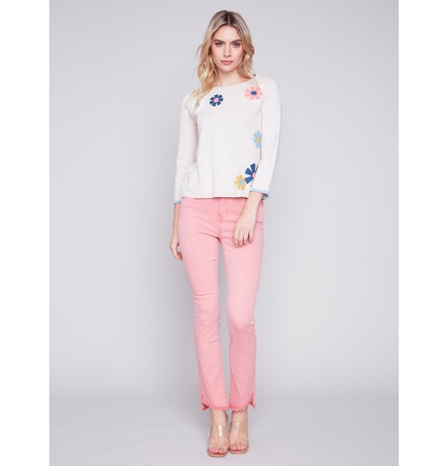 Bootcut Twill Pants with Asymmetrical Hem - Tulip Bootcut Twill Pants with Asymmetrical Hem - Tulip