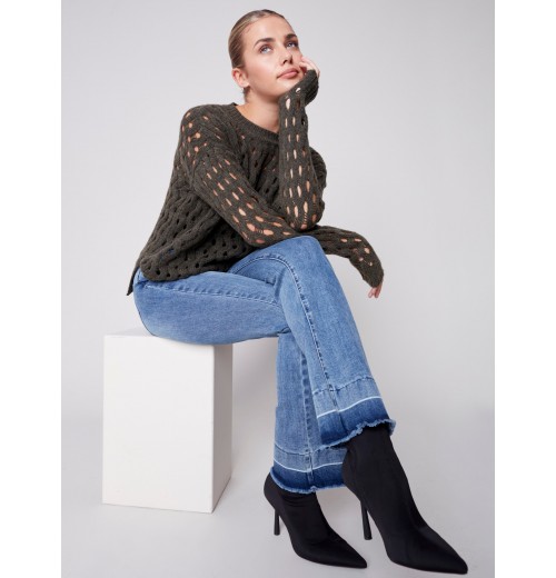 Bootcut Jeans with Contrast Cuff - Medium Blue Bootcut Jeans with Contrast Cuff - Medium Blue