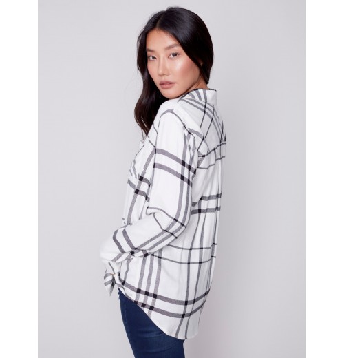 Soft Plaid Button-Down Shirt - Ecru Soft Plaid Button-Down Shirt - Ecru