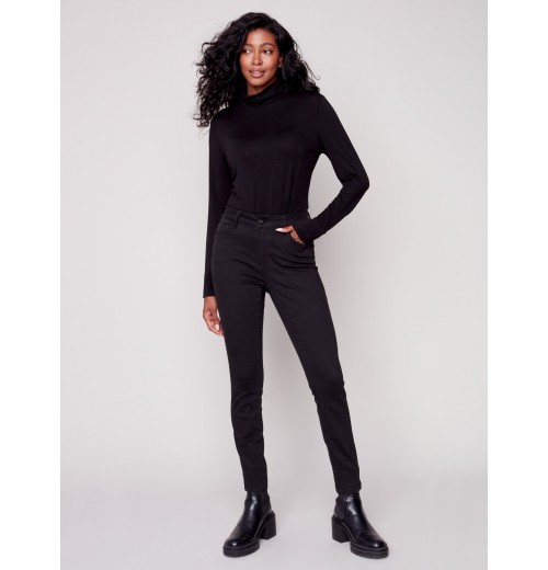 Twill Pants with Side Zipper - Black Twill Pants with Side Zipper - Black