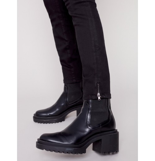 Twill Pants with Side Zipper - Black Twill Pants with Side Zipper - Black