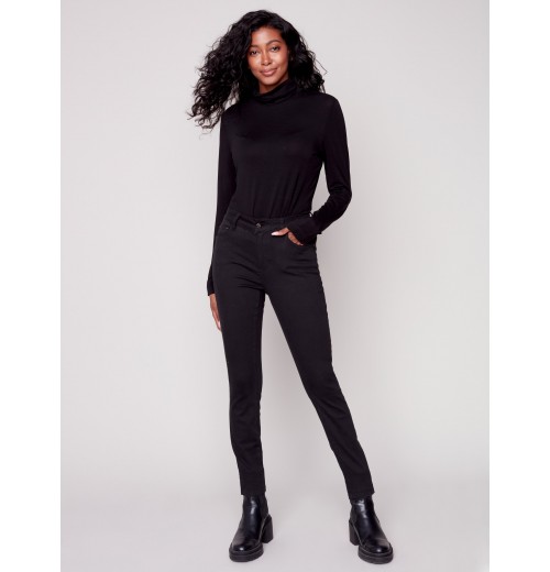 Twill Pants with Side Zipper - Black Twill Pants with Side Zipper - Black
