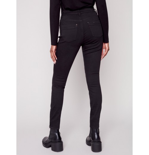 Twill Pants with Side Zipper - Black Twill Pants with Side Zipper - Black