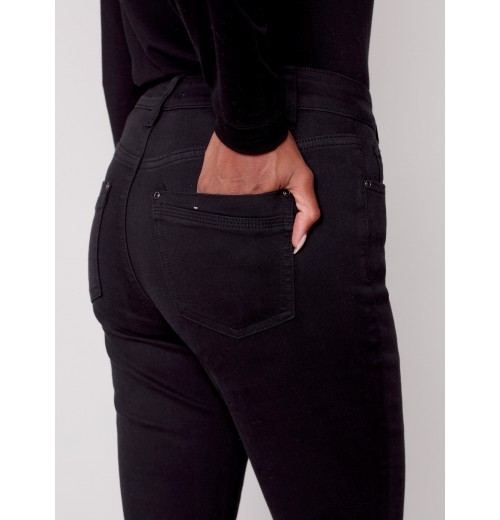Twill Pants with Side Zipper - Black Twill Pants with Side Zipper - Black