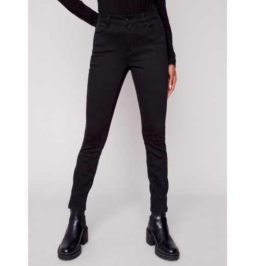 Twill Pants with Side Zipper - Black Twill Pants with Side Zipper - Black