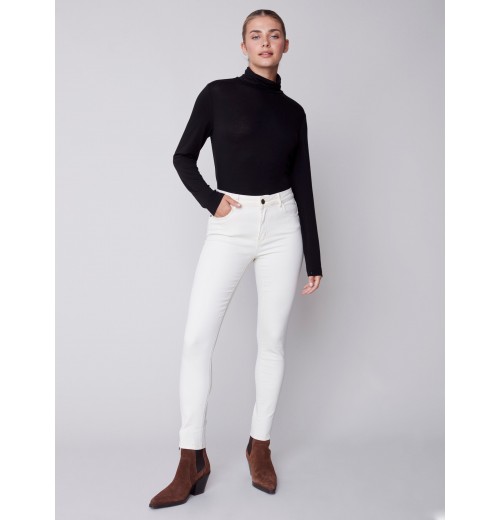 Twill Pants with Side Zipper - Natural Twill Pants with Side Zipper - Natural