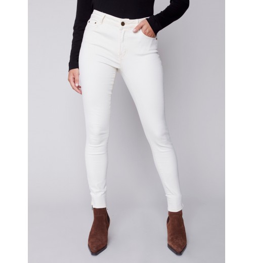 Twill Pants with Side Zipper - Natural Twill Pants with Side Zipper - Natural