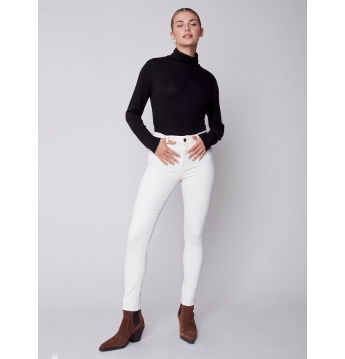 Twill Pants with Side Zipper - Natural Twill Pants with Side Zipper - Natural