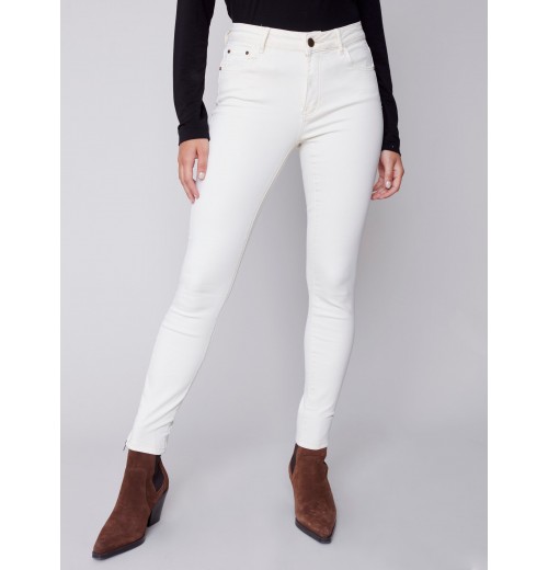 Twill Pants with Side Zipper - Natural Twill Pants with Side Zipper - Natural
