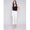 Capri Pants with Hem Slit - White Capri Pants with Hem Slit - White