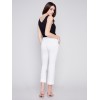 Capri Pants with Hem Slit - White Capri Pants with Hem Slit - White