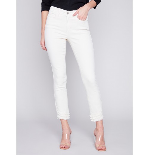 Frayed Hem Denim Pants - Natural Frayed Hem Denim Pants - Natural
