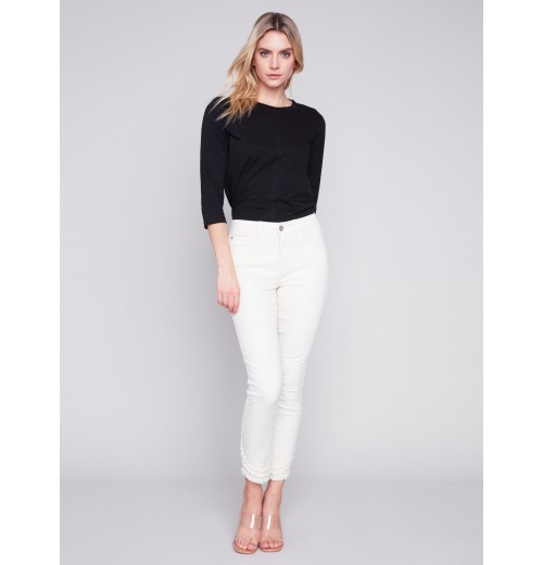 Frayed Hem Denim Pants - Natural Frayed Hem Denim Pants - Natural