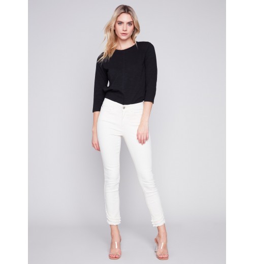 Frayed Hem Denim Pants - Natural Frayed Hem Denim Pants - Natural