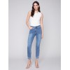 Frayed Hem Denim Pants - Medium Blue Frayed Hem Denim Pants - Medium Blue