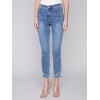 Frayed Hem Denim Pants - Medium Blue Frayed Hem Denim Pants - Medium Blue