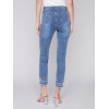 Frayed Hem Denim Pants - Medium Blue Frayed Hem Denim Pants - Medium Blue