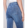Frayed Hem Denim Pants - Medium Blue Frayed Hem Denim Pants - Medium Blue