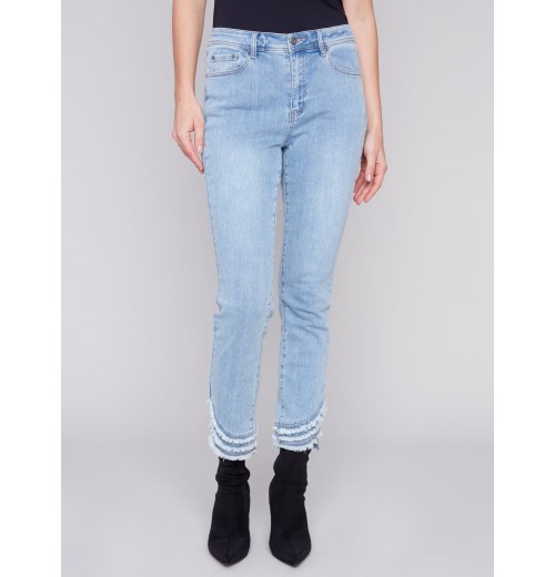 Frayed Hem Denim Pants - Light Blue Frayed Hem Denim Pants - Light Blue