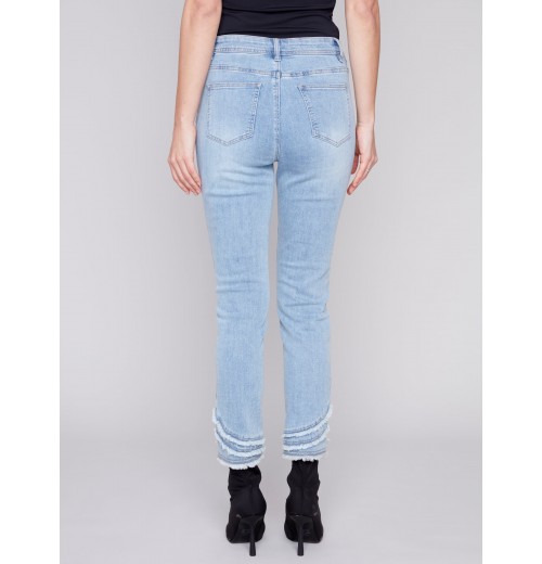 Frayed Hem Denim Pants - Light Blue Frayed Hem Denim Pants - Light Blue