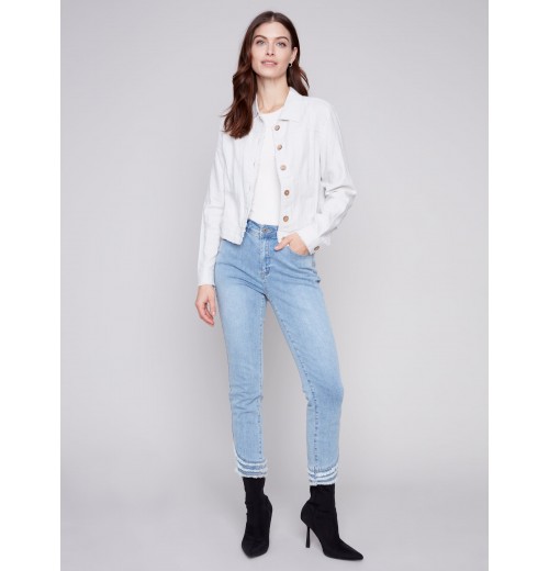 Frayed Hem Denim Pants - Light Blue Frayed Hem Denim Pants - Light Blue