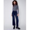 Flare Pull-on Jeans with Decorative Buttons - Blue Black Flare Pull-on Jeans with Decorative Buttons - Blue Black