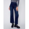 Flare Pull-on Jeans with Decorative Buttons - Blue Black Flare Pull-on Jeans with Decorative Buttons - Blue Black