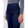 Flare Pull-on Jeans with Decorative Buttons - Blue Black Flare Pull-on Jeans with Decorative Buttons - Blue Black