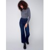 Flare Pull-on Jeans with Decorative Buttons - Blue Black Flare Pull-on Jeans with Decorative Buttons - Blue Black