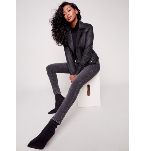 Skinny Jeans with Rhinestones - Charcoal Skinny Jeans with Rhinestones - Charcoal
