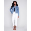 Straight Leg Jeans with Folded Cuff - White Straight Leg Jeans with Folded Cuff - White