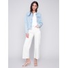 Jean Jacket with Frayed Edges - Bleach Blue Jean Jacket with Frayed Edges - Bleach Blue