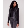 Vintage Faux Leather and Rib Knit Perfecto Jacket - Black Vintage Faux Leather and Rib Knit Perfecto Jacket - Black