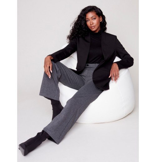 Houndstooth Flare Ponte Pants - Charcoal Houndstooth Flare Ponte Pants - Charcoal
