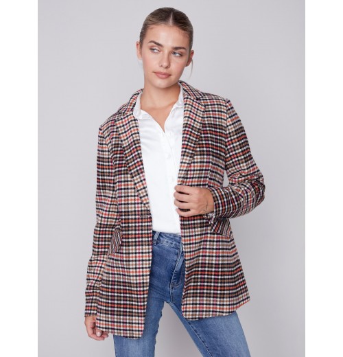 Tailored Plaid Blazer - Truffle Tailored Plaid Blazer - Truffle