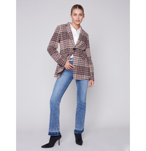 Tailored Plaid Blazer - Truffle Tailored Plaid Blazer - Truffle