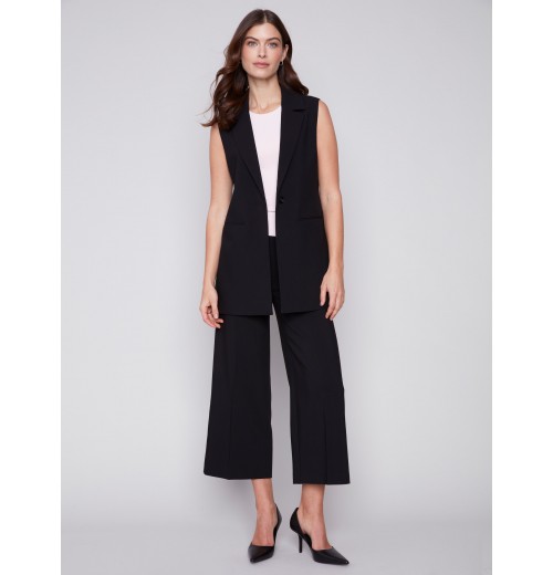 Cropped Wide Leg Pants - Black Cropped Wide Leg Pants - Black