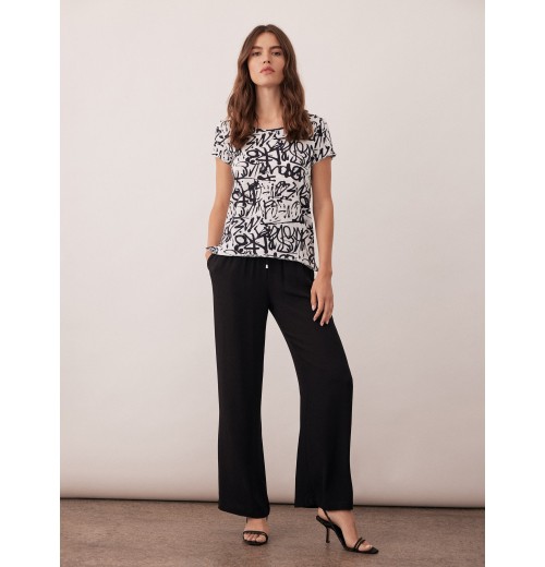 Wide Leg Pants with Drawstring - Black Wide Leg Pants with Drawstring - Black