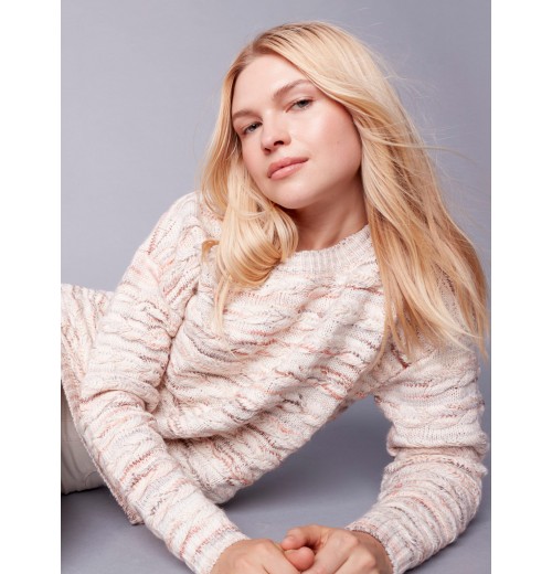 Sweater with Decorative Stitching - Powder Sweater with Decorative Stitching - Powder
