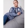 Hooded Sweater with Graffiti Print - Denim Hooded Sweater with Graffiti Print - Denim