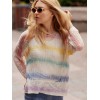 Printed Fishnet Crochet Sweater - Rainbow Printed Fishnet Crochet Sweater - Rainbow